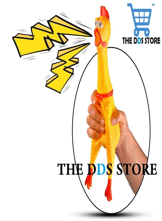 THE DDS STORE لعبة دجاجة مطاطية صاخبة مقاس 5 بوصات من متجر DDS للأطفال والحيوانات الأليفة - لعبة مضغ دجاجة صاخبة وممتعة للغاية للكلاب - فكرة هدية مبتكرة ومضحكة تصدر صوتاً عند الضغط عليها - (قد يختلف اللون) - Image 3